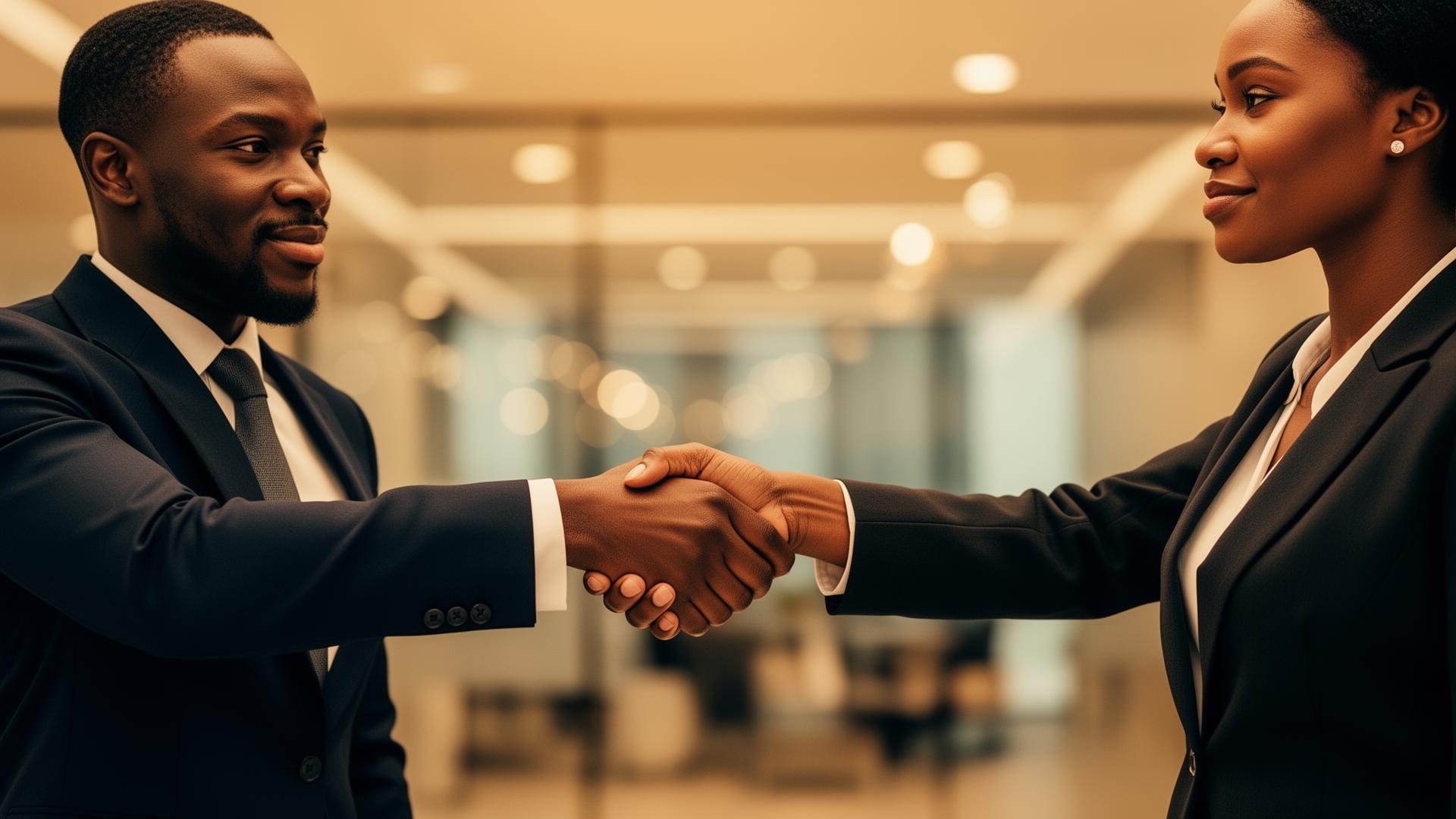 Business partnership handshake